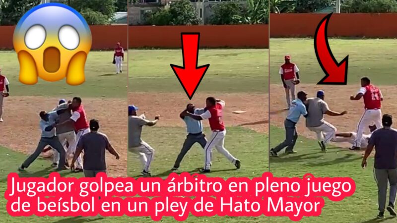 (VIDEO) Jugador y árbitro se van a las trompadas en pleno juego de beísbol en Hato Mayor