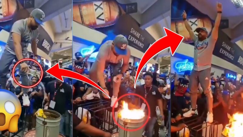 (VIDEO) Multan animador del Licey por quemar tenis Jordan de los 990 en Estadio Quisqueya