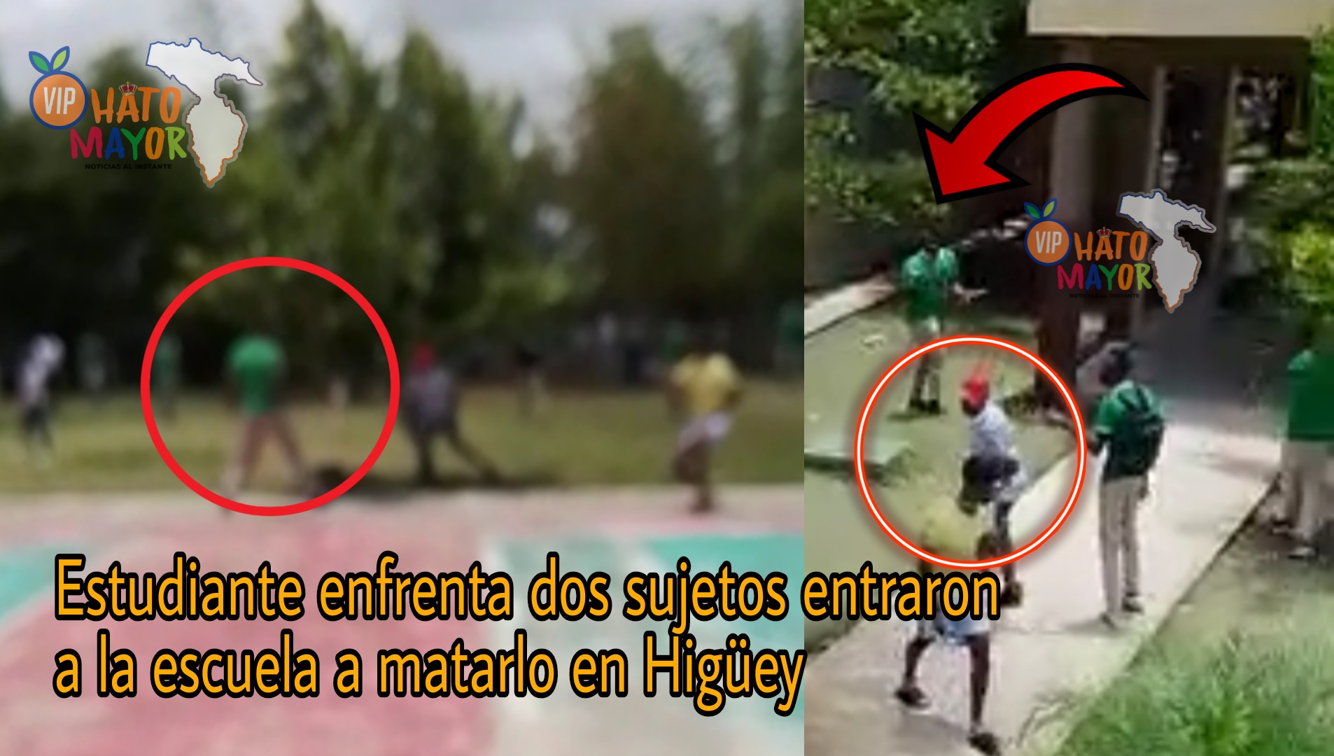 (VIDEO) Estudiante enfrenta a los cuchillos a dos sujetos que penetraron a la escuela a asesinarlo en Higüey