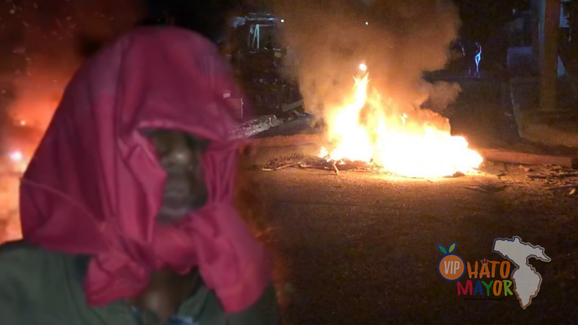 (VIDEO) Habitantes de Villa Ortega queman neumáticos en reclamo de energía eléctrica en Hato Mayor